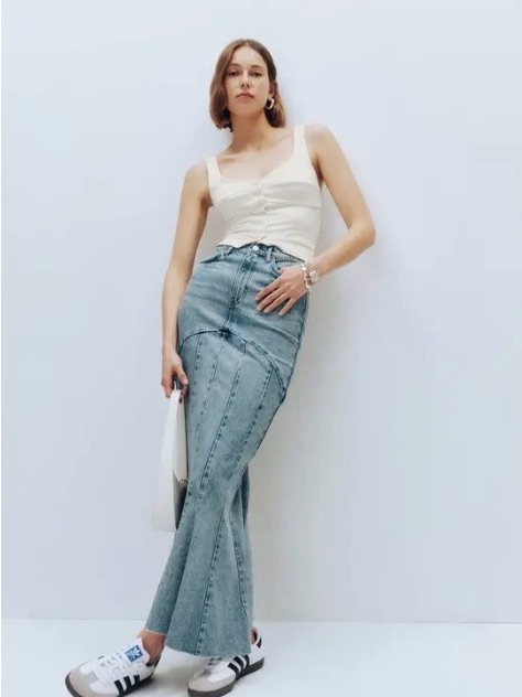 Reformation Light Blue Panel-Seam Flare Jeans